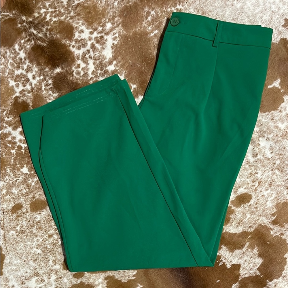 SHEIN Green Dress Pants Tailored Flat Front